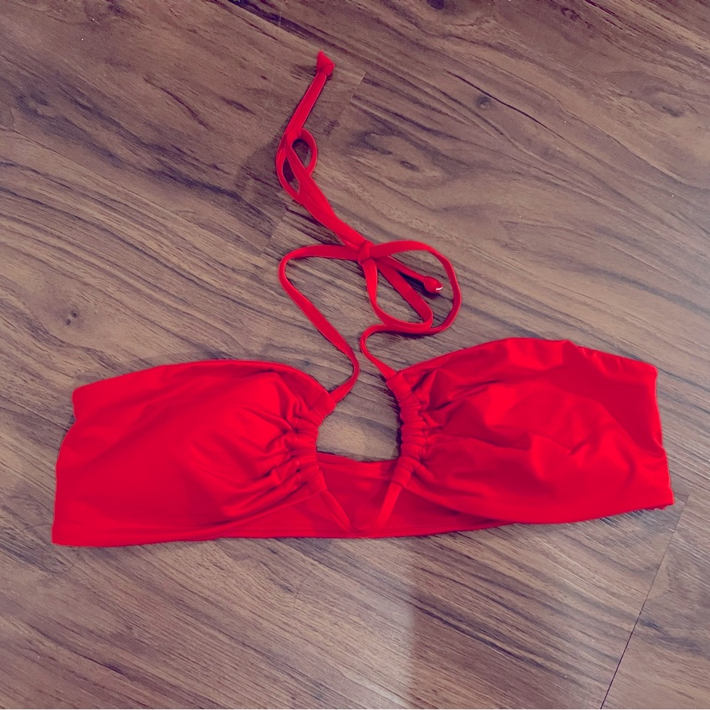 H&M Padded Halterneck Bikini Top Red 2024 Large NWOT